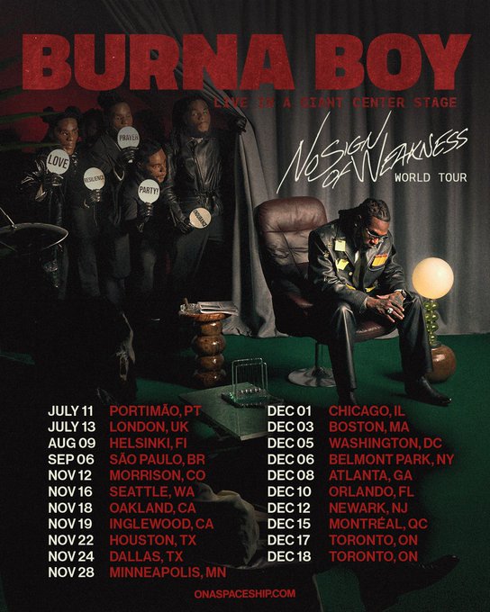 Burna Boy No Sign Of Weakness Tour